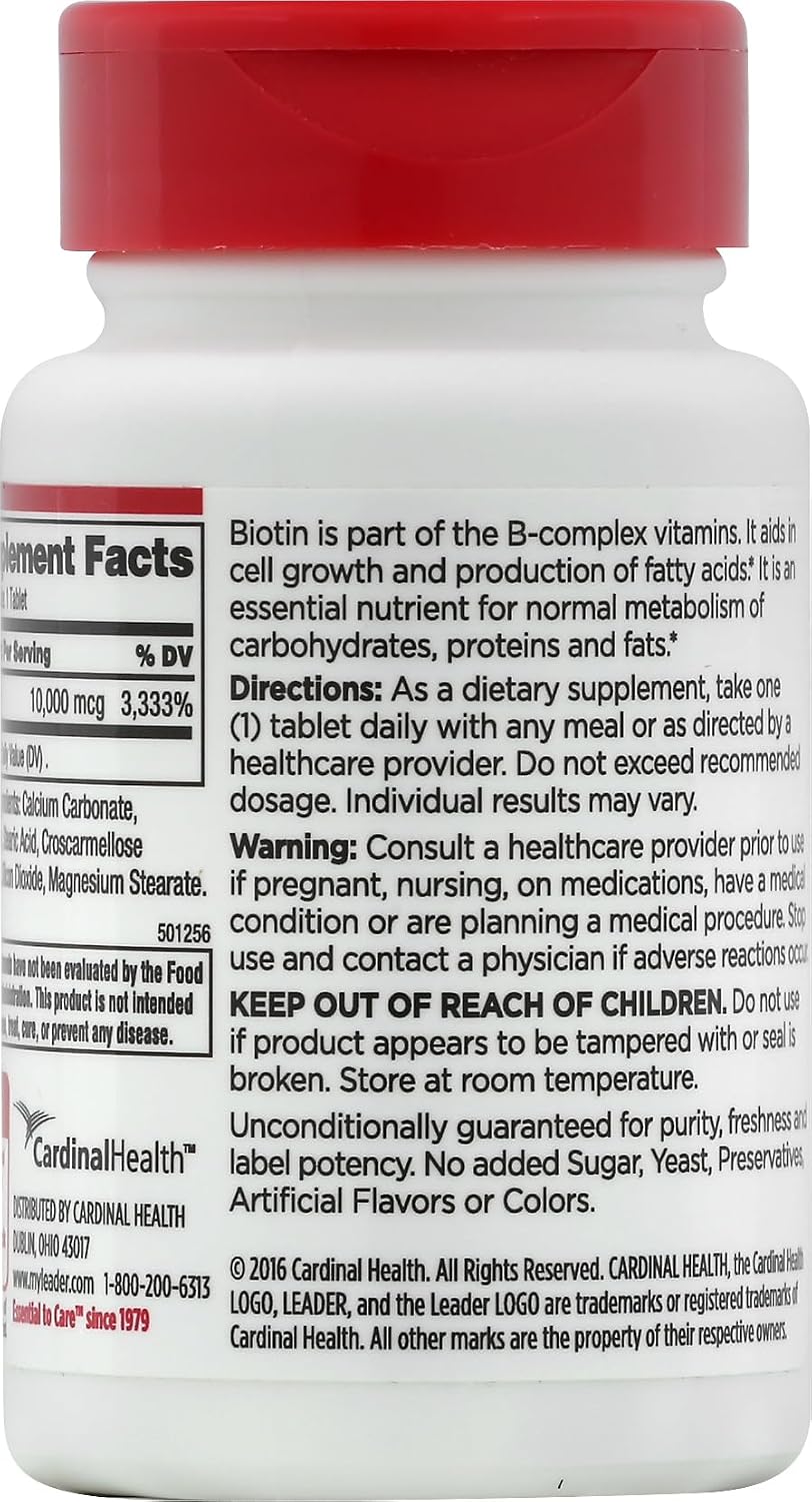 Leader Biotina 10.000 mcg, 100 Comprimidos