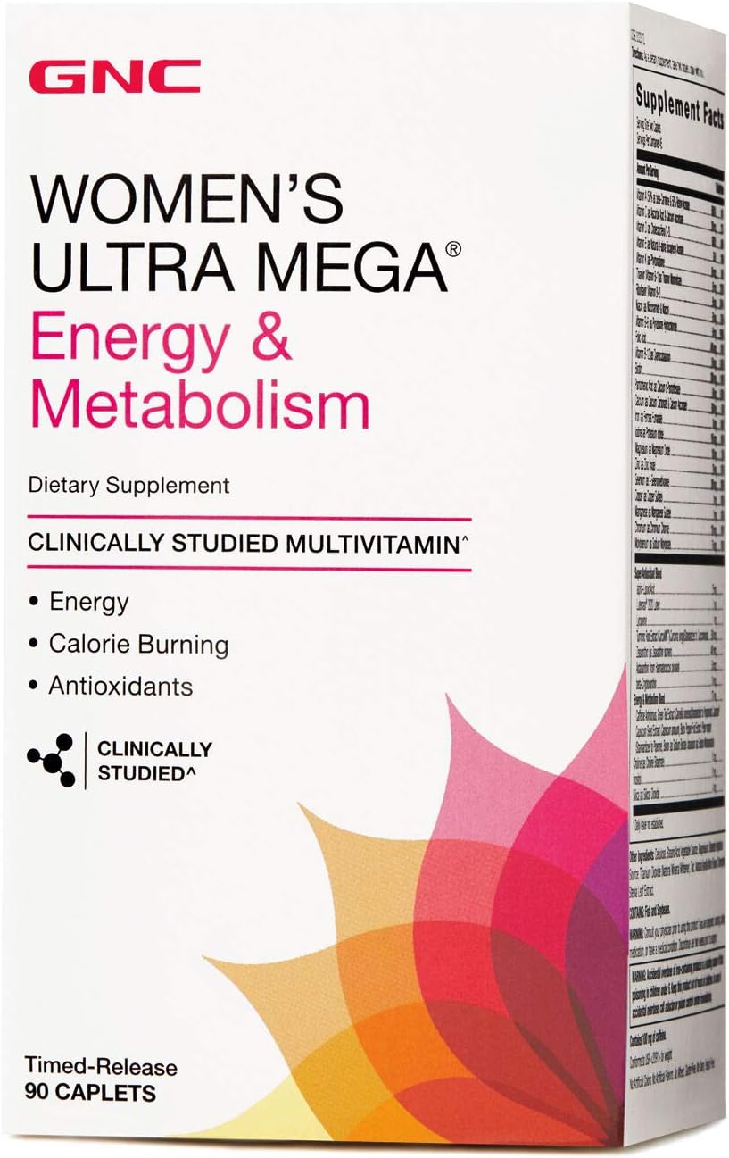 GNC Women's Ultra Mega Energy and Metabolism Multivitamin for Women, 180 caplets