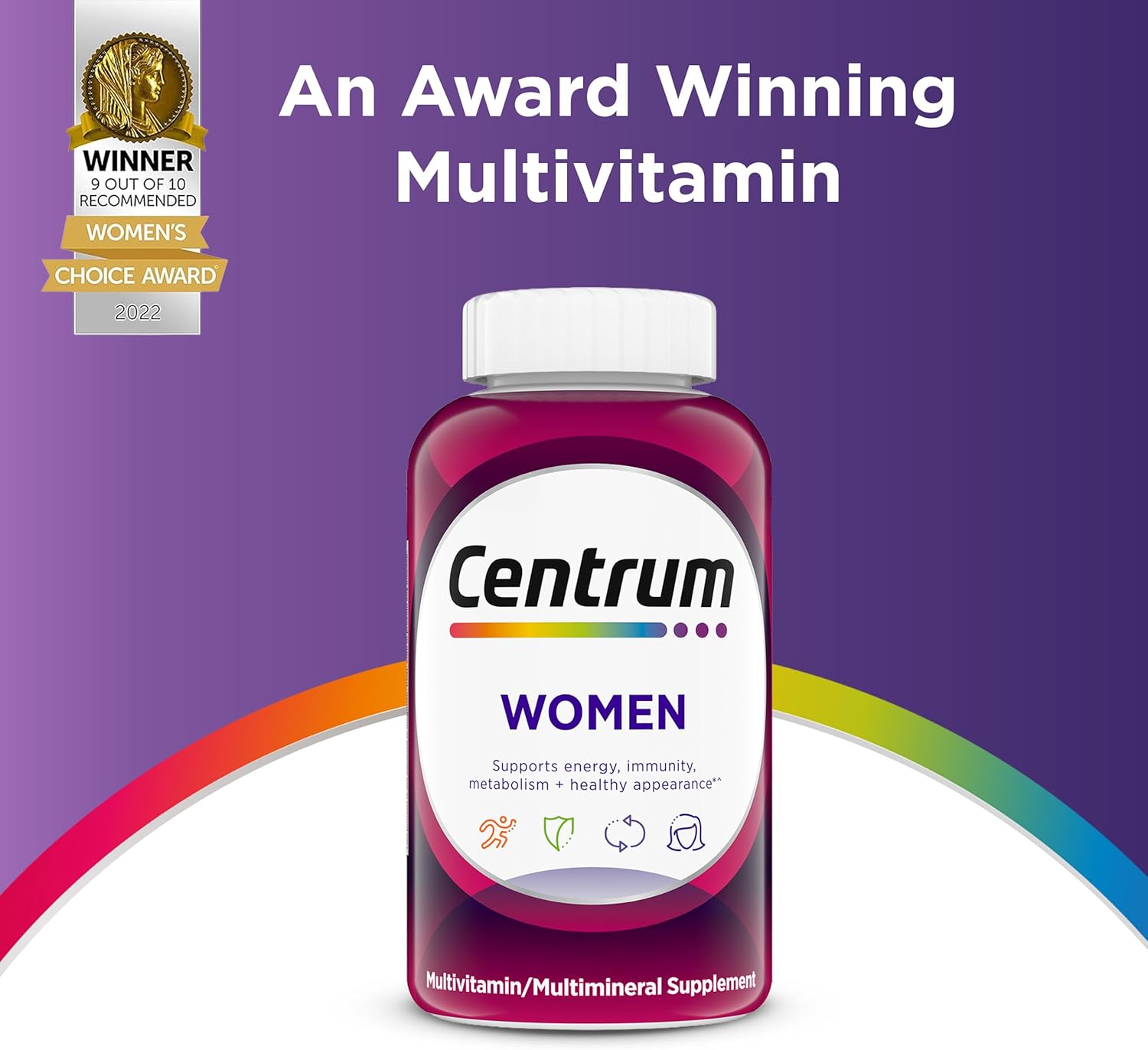Centrum Multivitamínico para Mujeres con Hierro, Vitamina D3, Vitaminas B y Antioxidantes C y E, Sin Gluten, No Transgénicos - 120 Tabletas