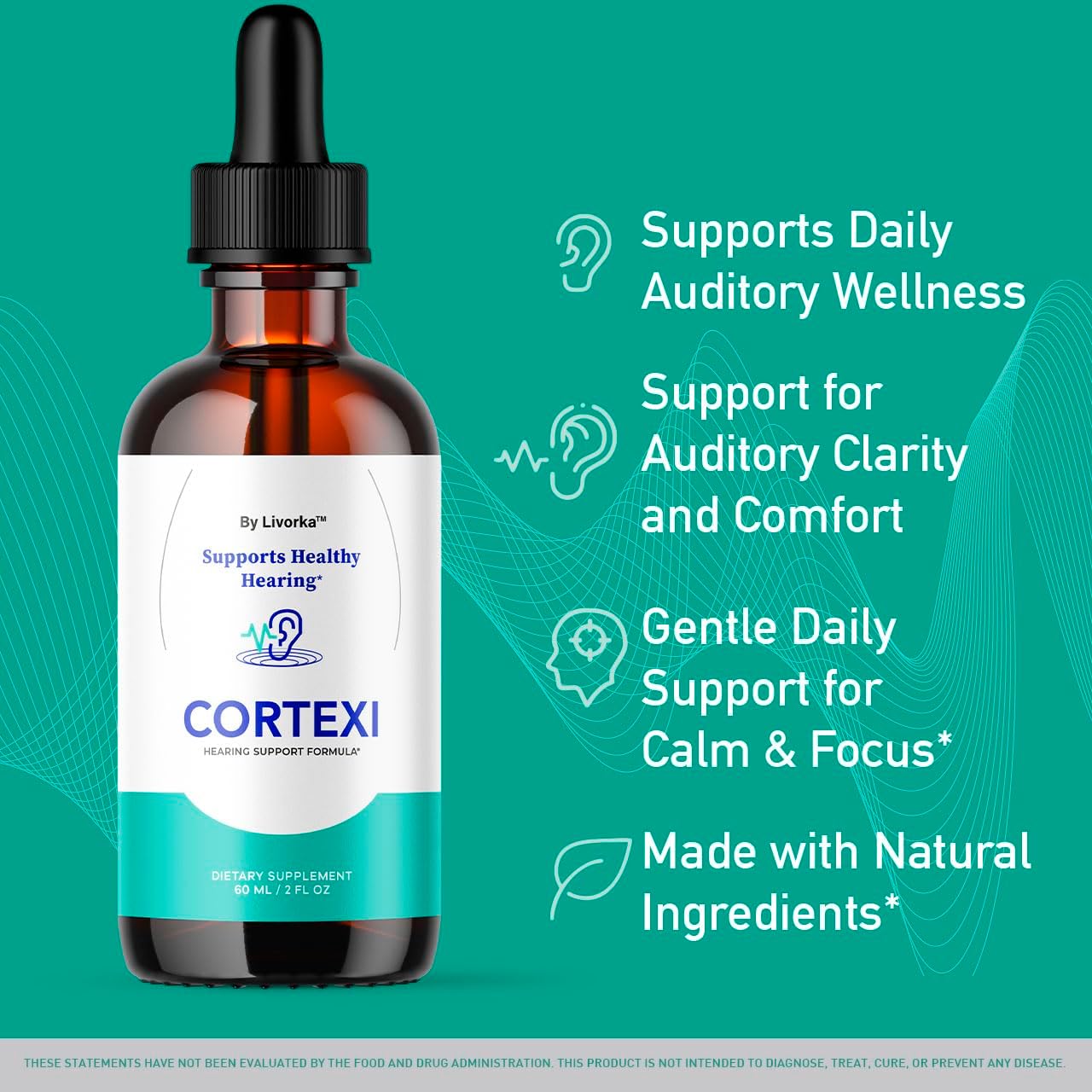 Cortexi Gotas Orales - Fórmula para la Salud Auditiva y Apoyo Auditivo - Pack de 2 Botellas (60 Días)