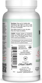 Maxi Health Chewable Multivitamin for Kids, Teens, and Adults - 180 Cherry Flavored Tablets