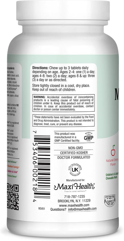 Maxi Health Multivitamínico Masticable para Niños, Adolescentes y Adultos - 180 Comprimidos Sabor Cereza – Image 3