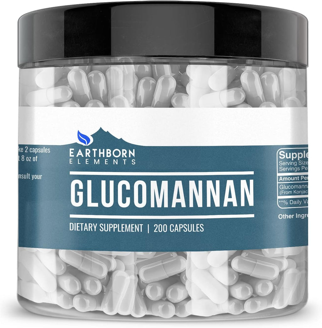Earthborn Elements Glucomanano, 200 Cápsulas, Puro y sin Aditivos