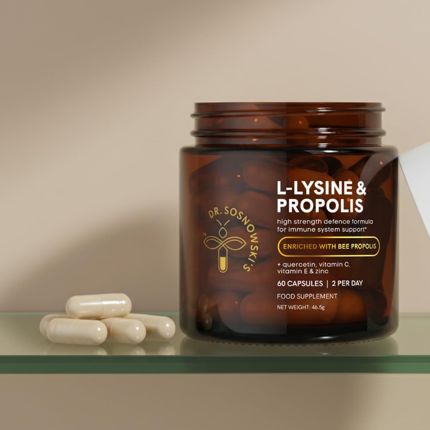 Dr Sosnowski's L-Lisina y Propóleo | Fórmula de Alta Potencia con Quercetina, Vitaminas C, E y Zinc