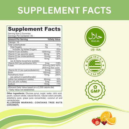 Greenfield Nutritions Gominolas Multivitamínicas Halal para Adultos - Sin Gelatina con Vitamina D3, B6, B12, Zinc y C - 90 – Image 7