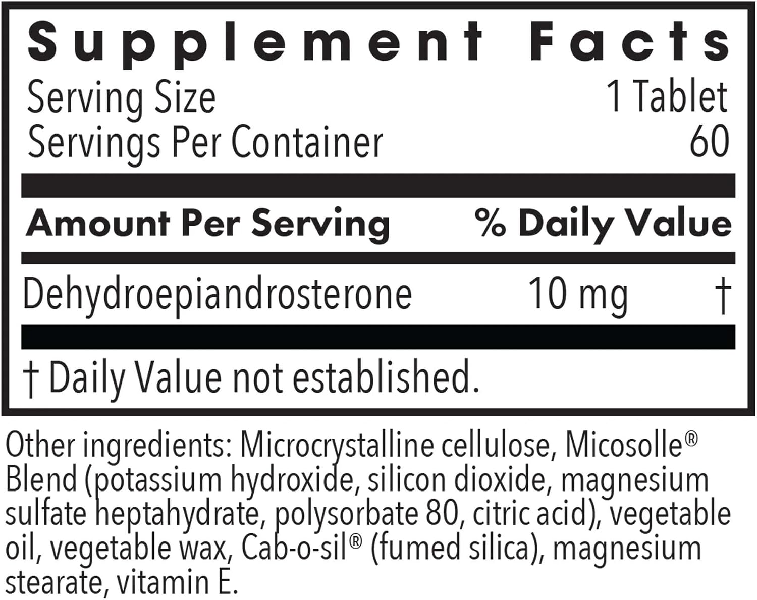 Allergy Research Group DHEA 10 Matriz Lipídica Micronizada - 10 mg, 60 Cápsulas