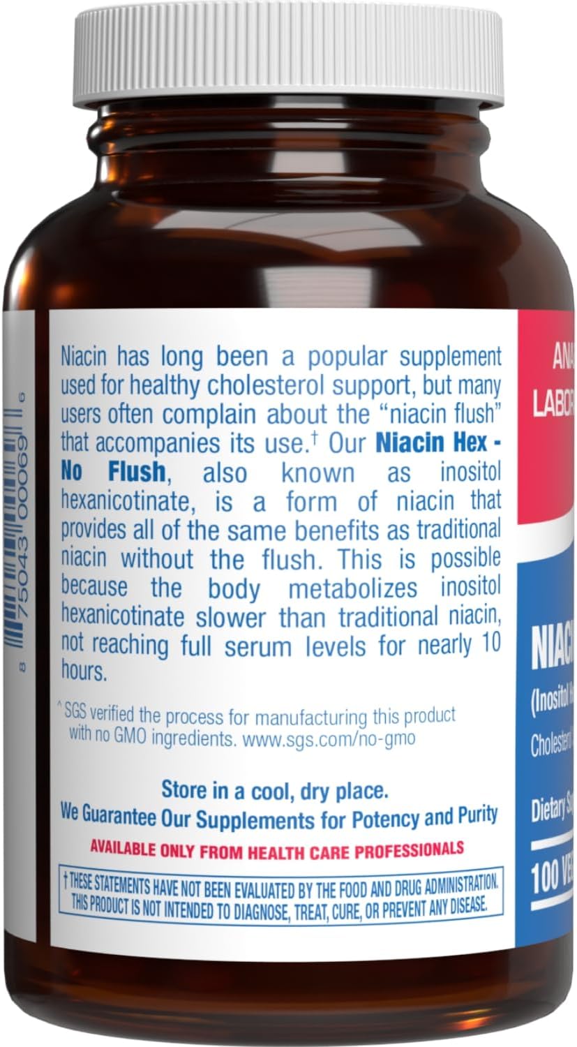Vitamina B3 Niacina Sin Enrojecimiento – Inositol Hexanicotinato – 100 Cápsulas Vegano