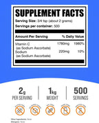 Sodium Ascorbate Powder - Buffered Vitamin C, Gluten Free, 2g per Serving, 1 kg