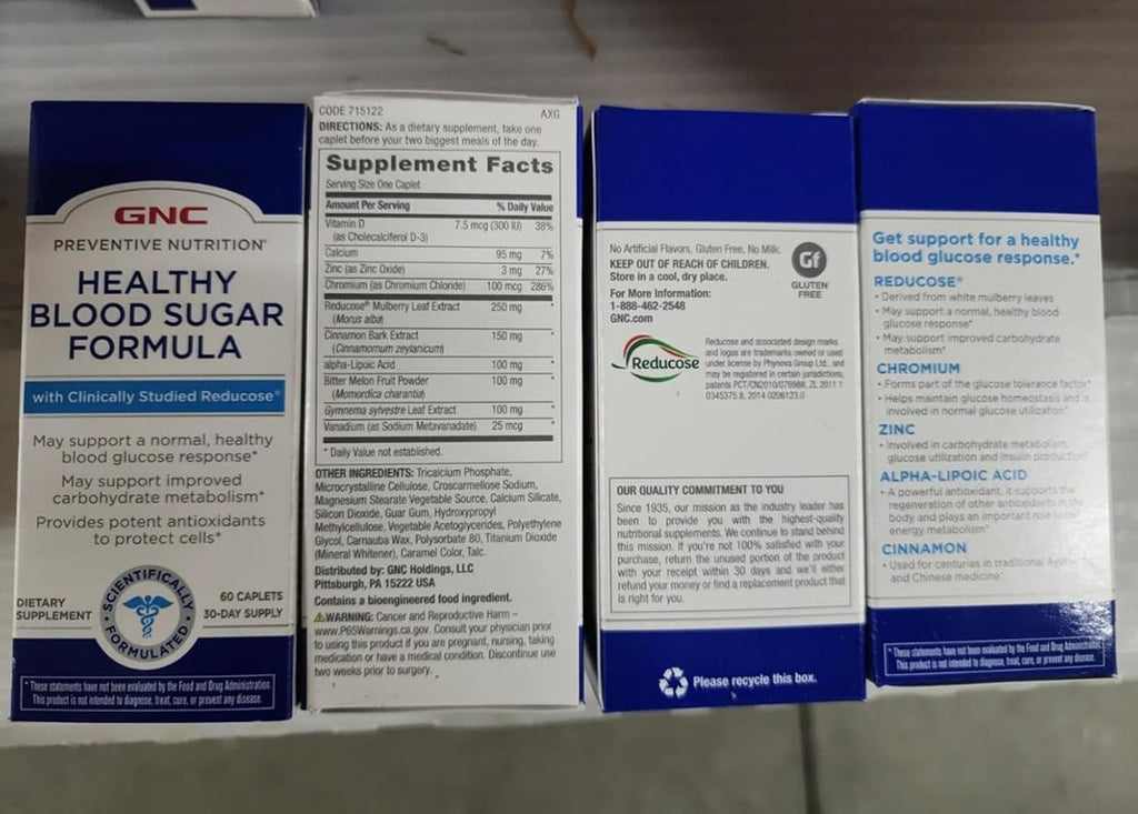 GNC Preventive Nutrition Healthy Blood Sugar Formula con Reducose - 60 Comprimidos