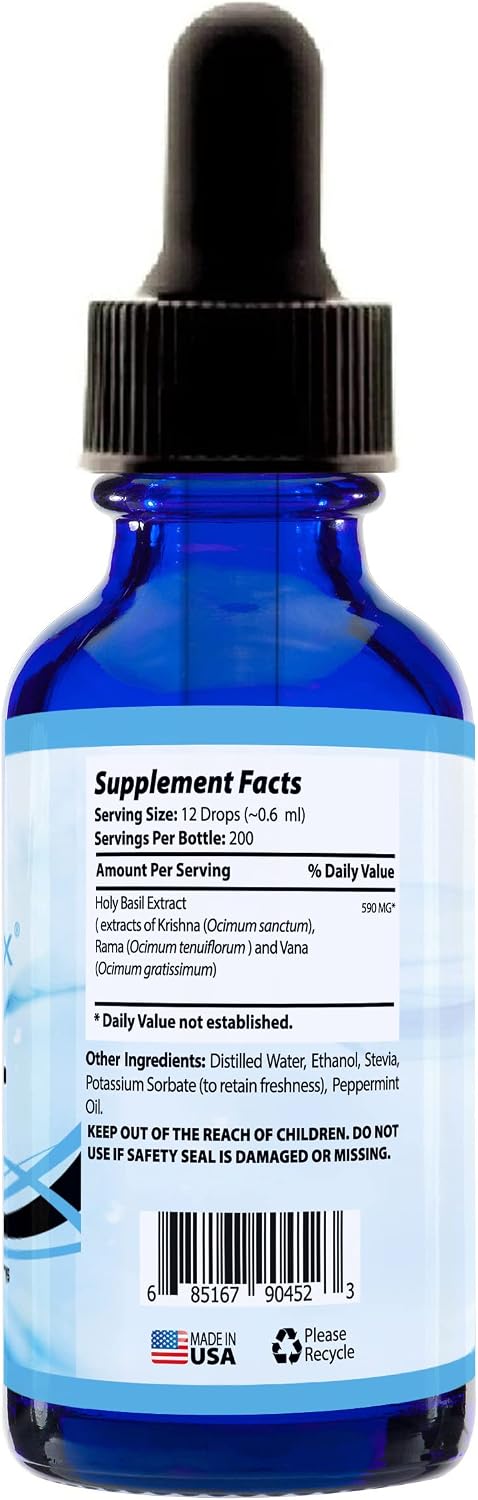 Extracto de Albahaca Santa 590 mg, 118 ml (4 oz) – Gotas de Rápida Absorción