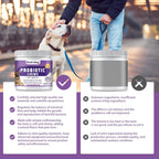 Nutridog Masticables Probióticos para Perros 120 uds – 6.000 millones UFC, 6 cepas, con Postbióticos EpiCor y Fibra de Calabaza – Sabor a Pato