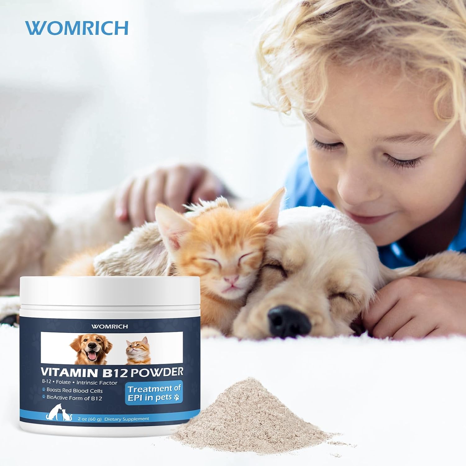Methylcobalamin B12 en Polvo para Gatos y Perros con Folato y Factor Intrínseco