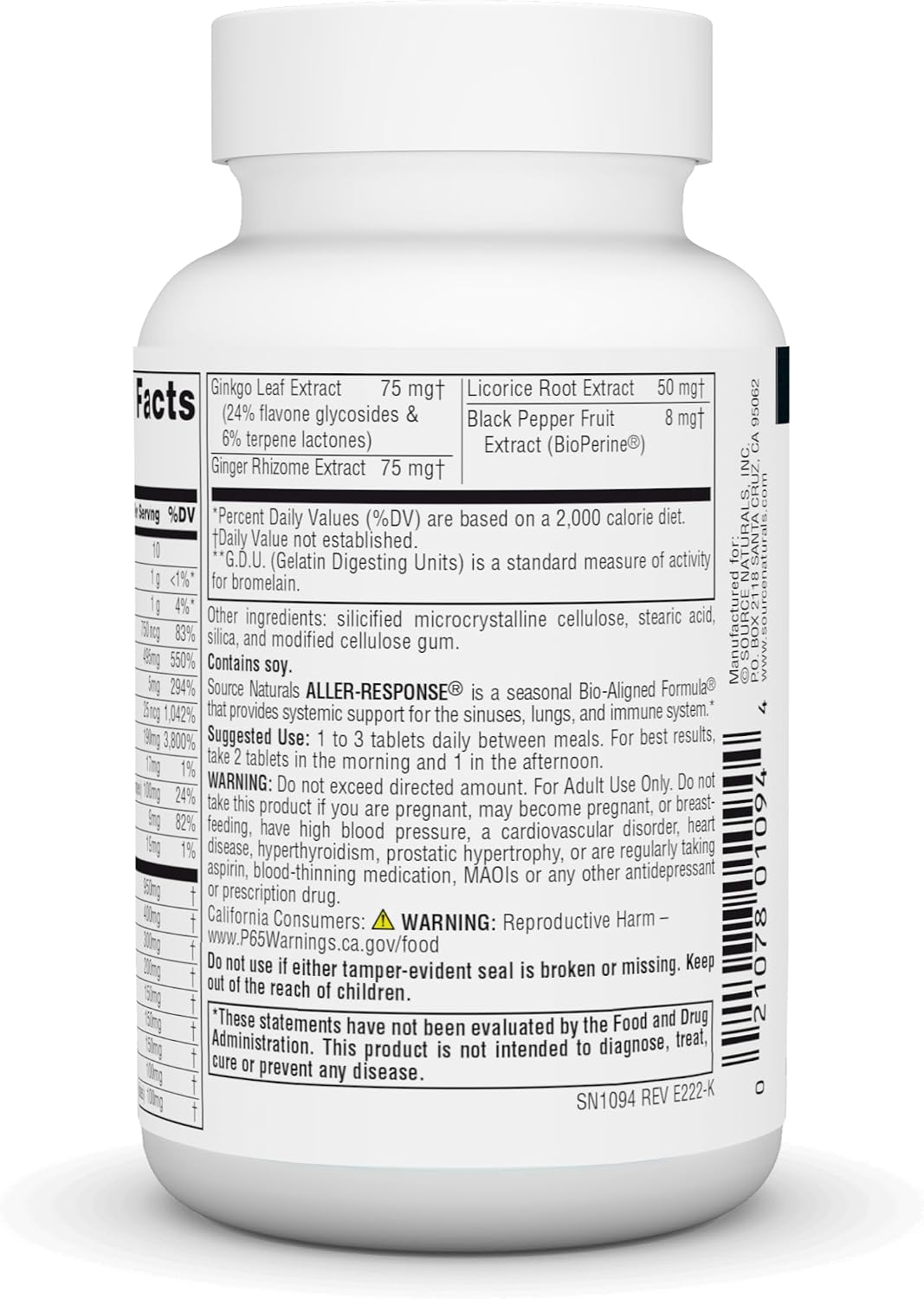 Source Naturals Aller-Response, Apoyo Inmunológico Estacional – 45 Comprimidos