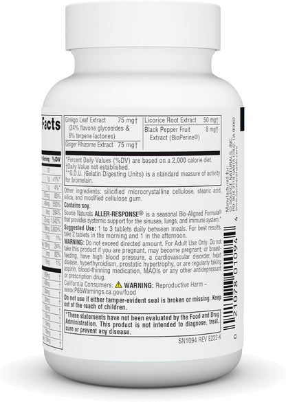 Source Naturals Aller-Response, Apoyo Inmunológico Estacional – 45 Comprimidos – Image 3