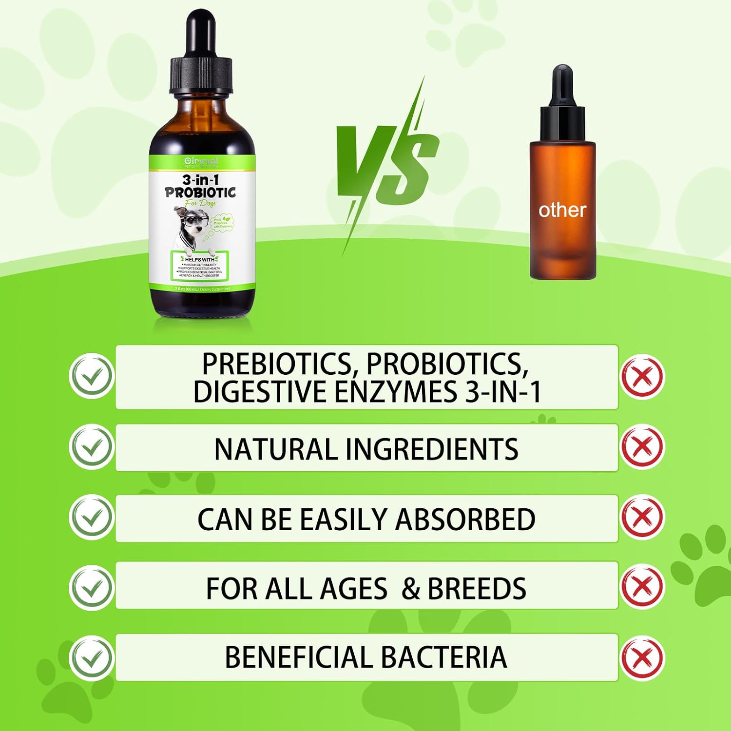 ALIVO Probiótico para Perros, Gotas Naturales 3 en 1, Sabor a Bacon, 60ml