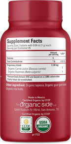 OS Organic Side Comprimidos de Remolacha y Zanahoria Orgánicos | 90 Comprimidos | 1120 mg | Certificado USDA | No-GMO, Vegano
