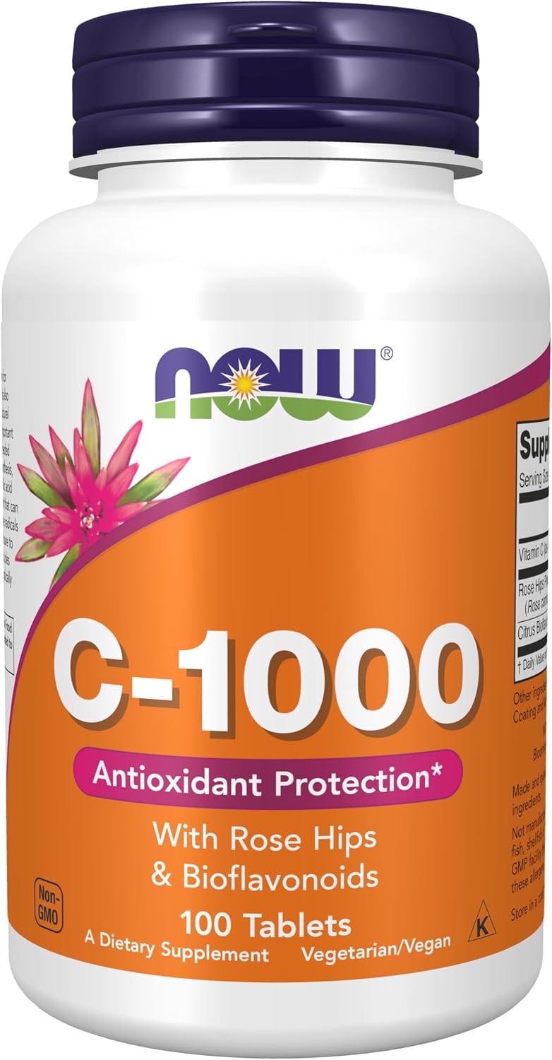 NOW Foods Vitamina C 1000 mg con Escaramujo y Bioflavonoides, 100 Comprimidos