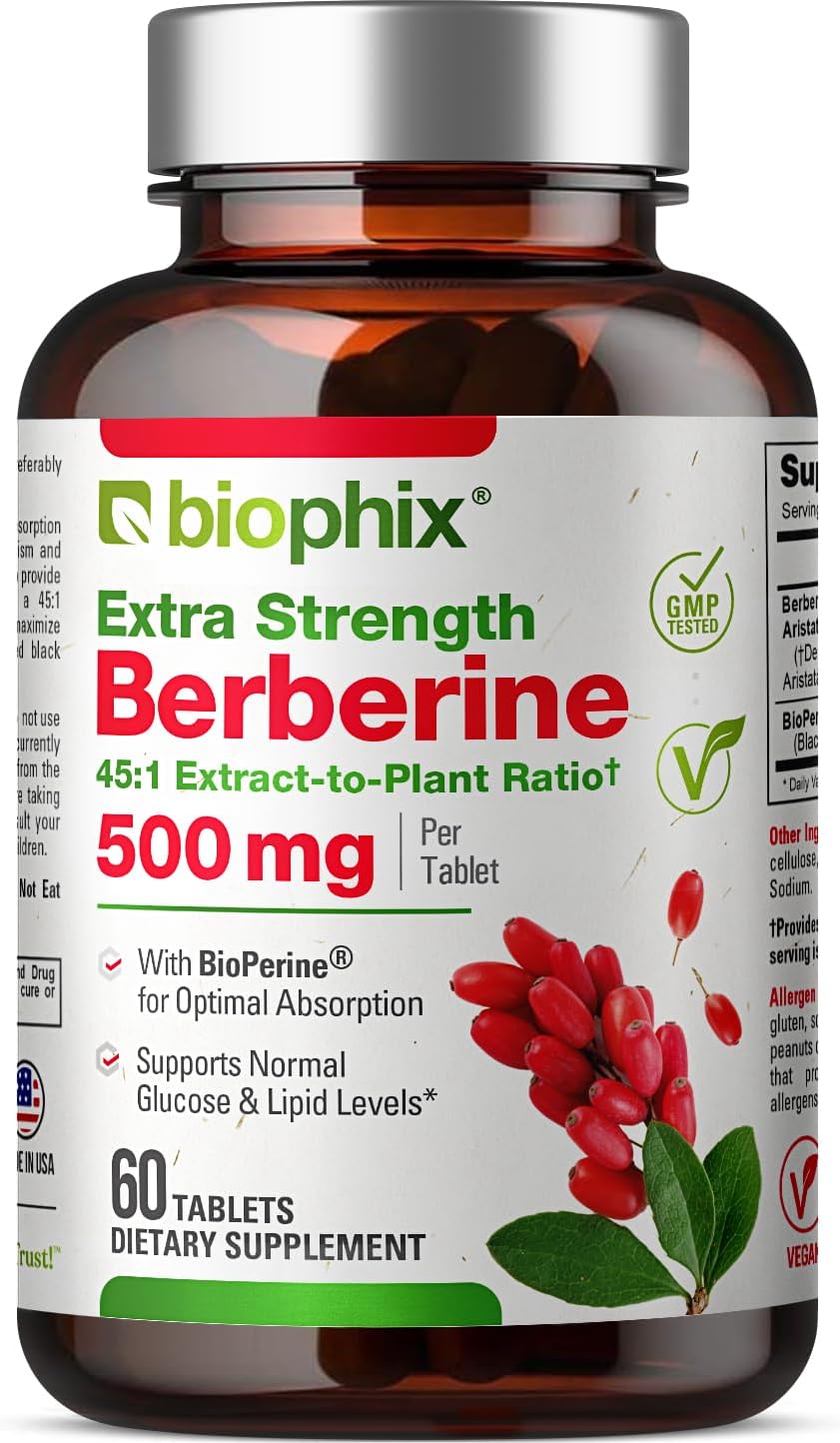 biophix Berberina de Alta Absorción con Bioperine 22.500 mg 60 Comprimidos - Fórmula de Apoyo a la Salud Cognitiva