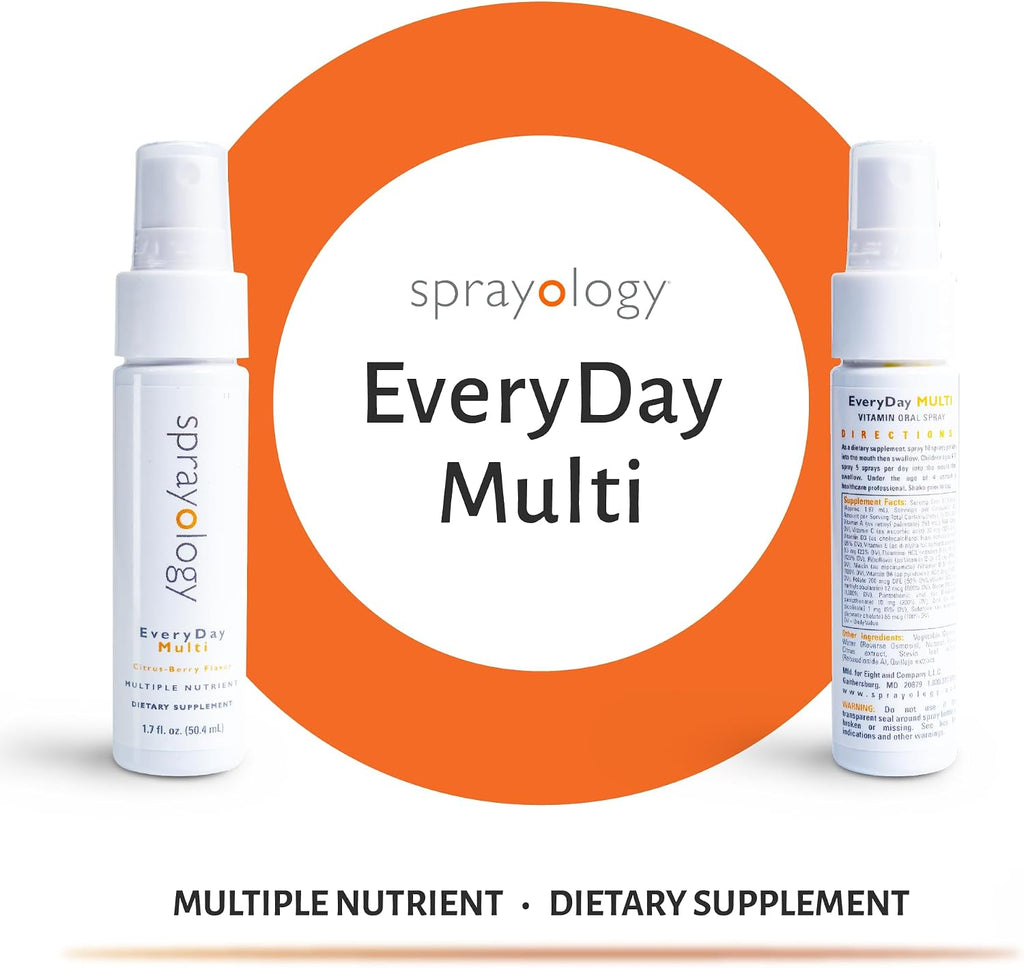 Sprayology Everyday Multi Spray - Spray Multivitamínico Diario de Alta Absorción para Hombres, Mujeres y Niños (Mayores de 4 Años) con Vitamina B12, D3, Folato, Biotina - 50 ml (1.7 fl oz)