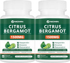Citrus Bergamot 1500mg con Hesperidina, Diosmina, Resveratrol, Vitamina D3, K1 y K2 - 120 Cápsulas Veganas