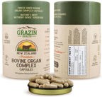 GRAZIN HEALTH - Complejo de Órganos Bovinos Grass Fed: Hígado, Bazo, Riñón, Corazón, Páncreas (600 mg por órgano por cápsula, 3000 mg por dosis, 30 dosis)