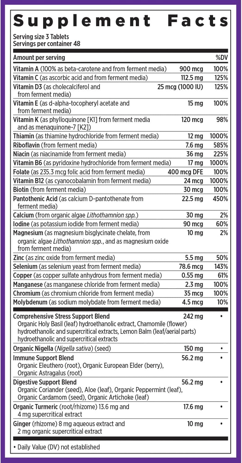 New Chapter Perfect Calm - Multivitamínico Diario para el Estrés y el Ánimo con Vitaminas B + Albahaca Santa + Melisa + Ingredientes Orgánicos - 144 Comprimidos