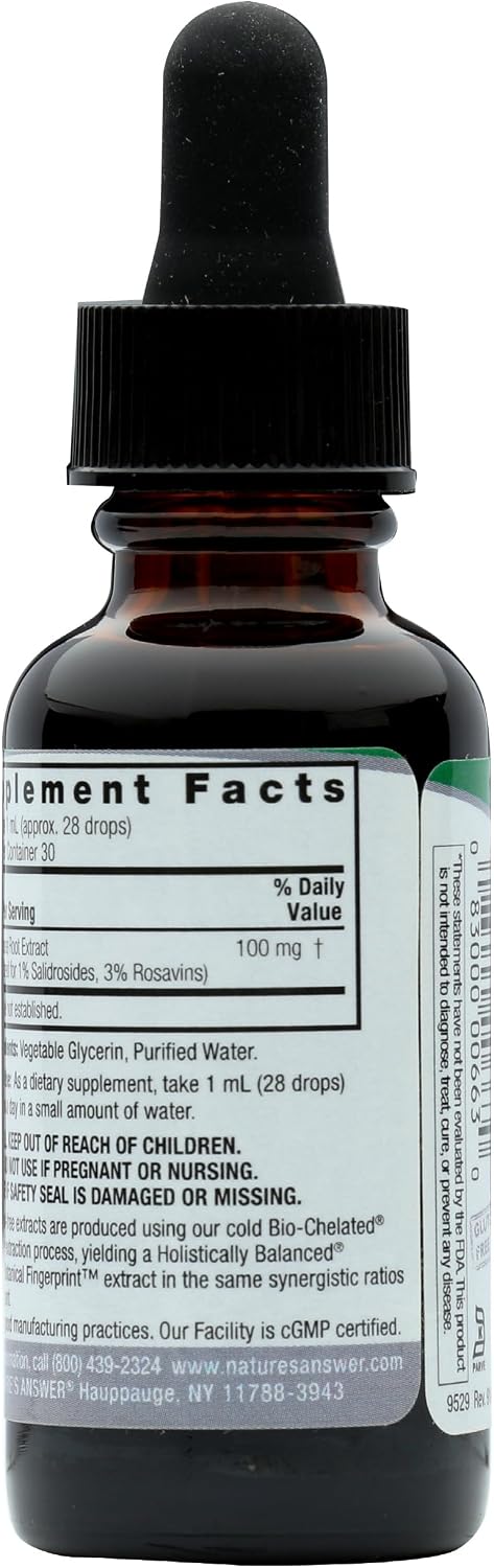 Extracto de raíz de Rhodiola Rosea 30 ml - Sin alcohol - Nature's Answer