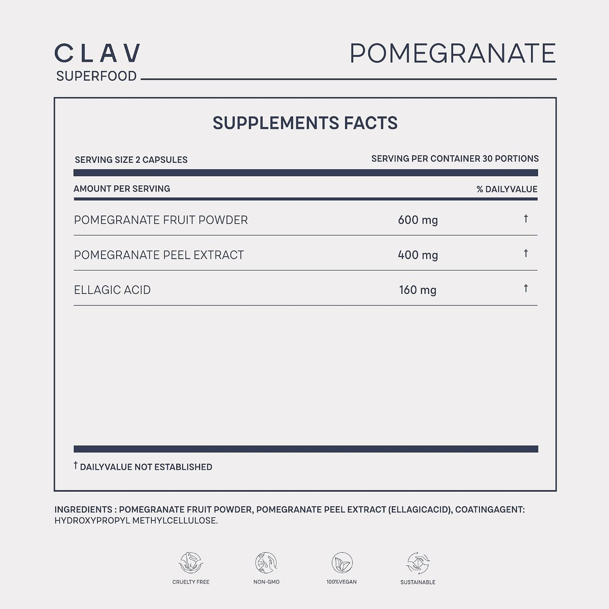Extracto de Granada 1000 mg - 40% Ácido – Extracto de piel de granada (400 mg por dosis): Concentrado en ácido – Image 8