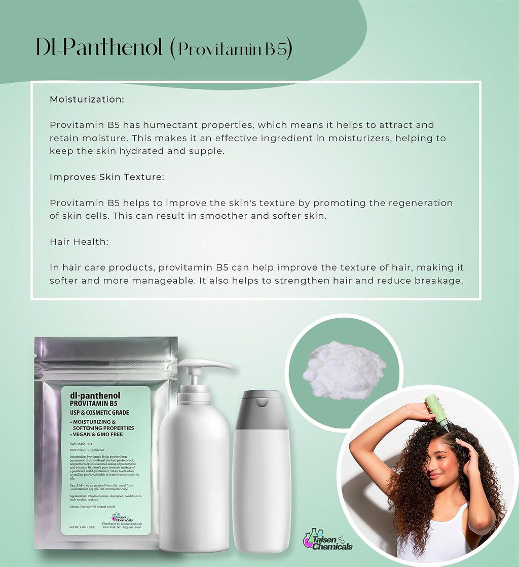 Provitamina B5 (dl-Panthenol) en Polvo para Piel y Cabello - 56g