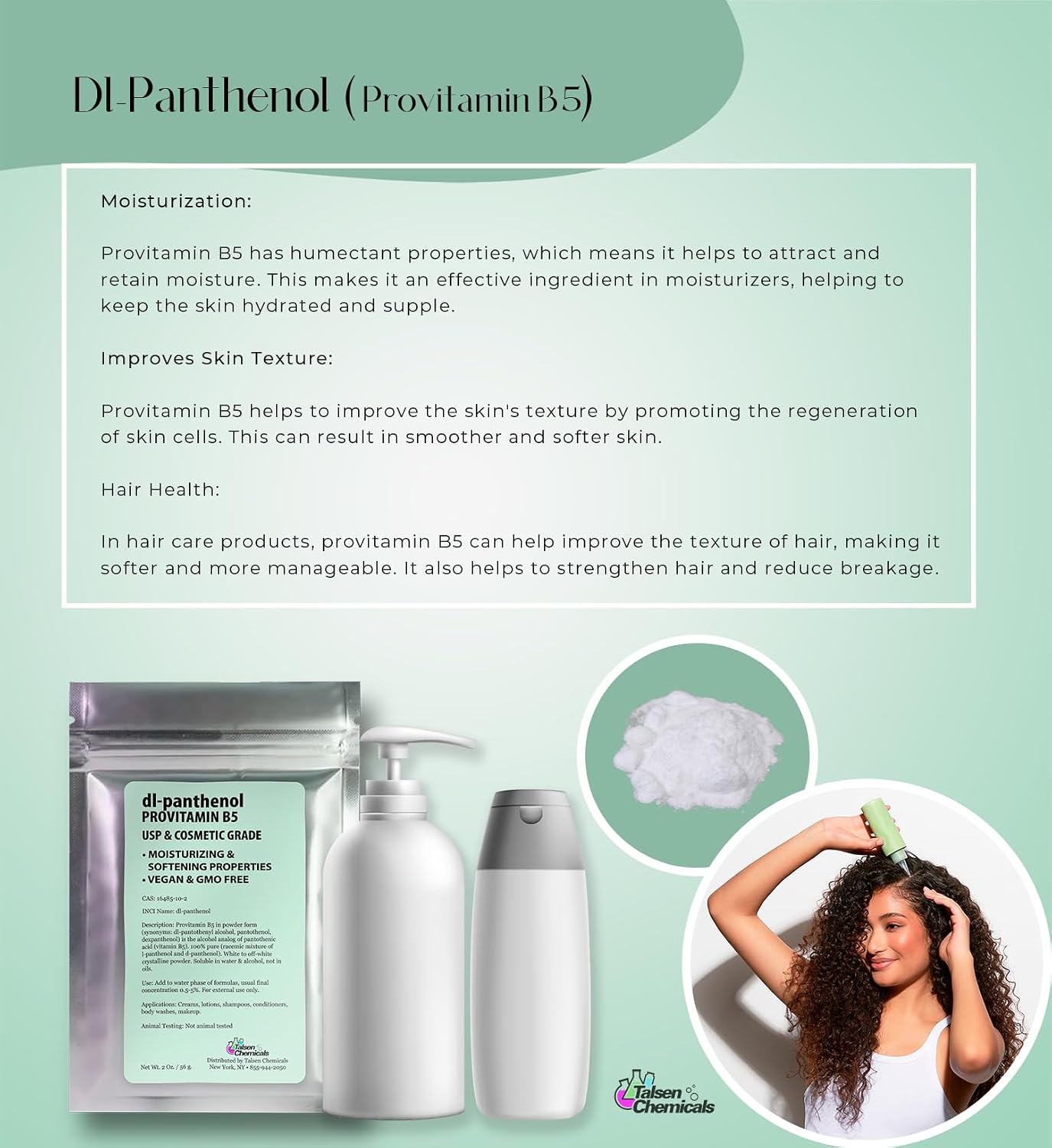 Provitamina B5 (dl-Panthenol) en Polvo para Piel y Cabello - 56g