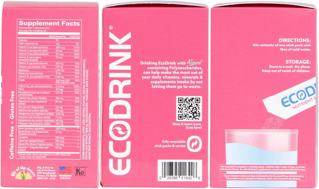 EcoDrink Multivitamínico con Aloe Vera y Electrolitos - 3 Sabores, 24 Sobres