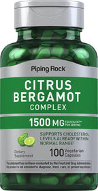 Suplemento de Bergamota Cítrica de Piping Rock | 100 Cápsulas Extracto | Complejo Vegetariano | No OGM, Sin Gluten