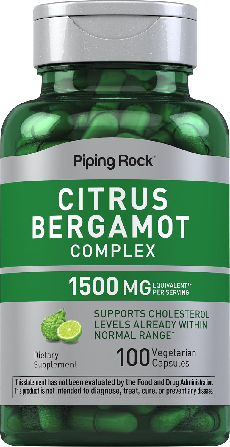 Suplemento de Bergamota Cítrica de Piping Rock | 100 Cápsulas Extracto | Complejo Vegetariano | No OGM, Sin Gluten
