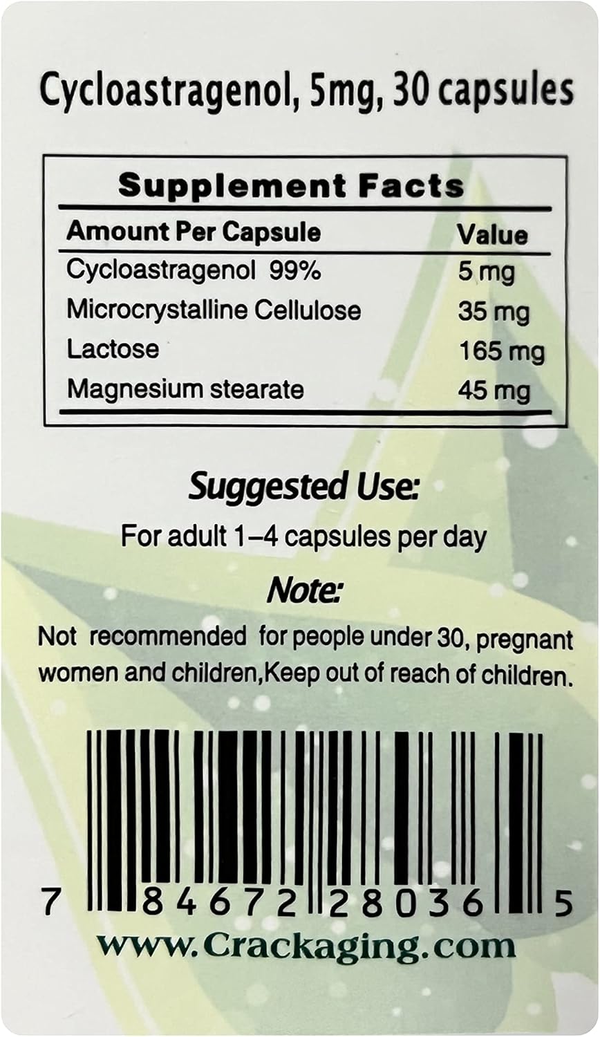 Crackaging Super-Absorption Cycloastragenol 98% | 5mg | 30 Cápsulas