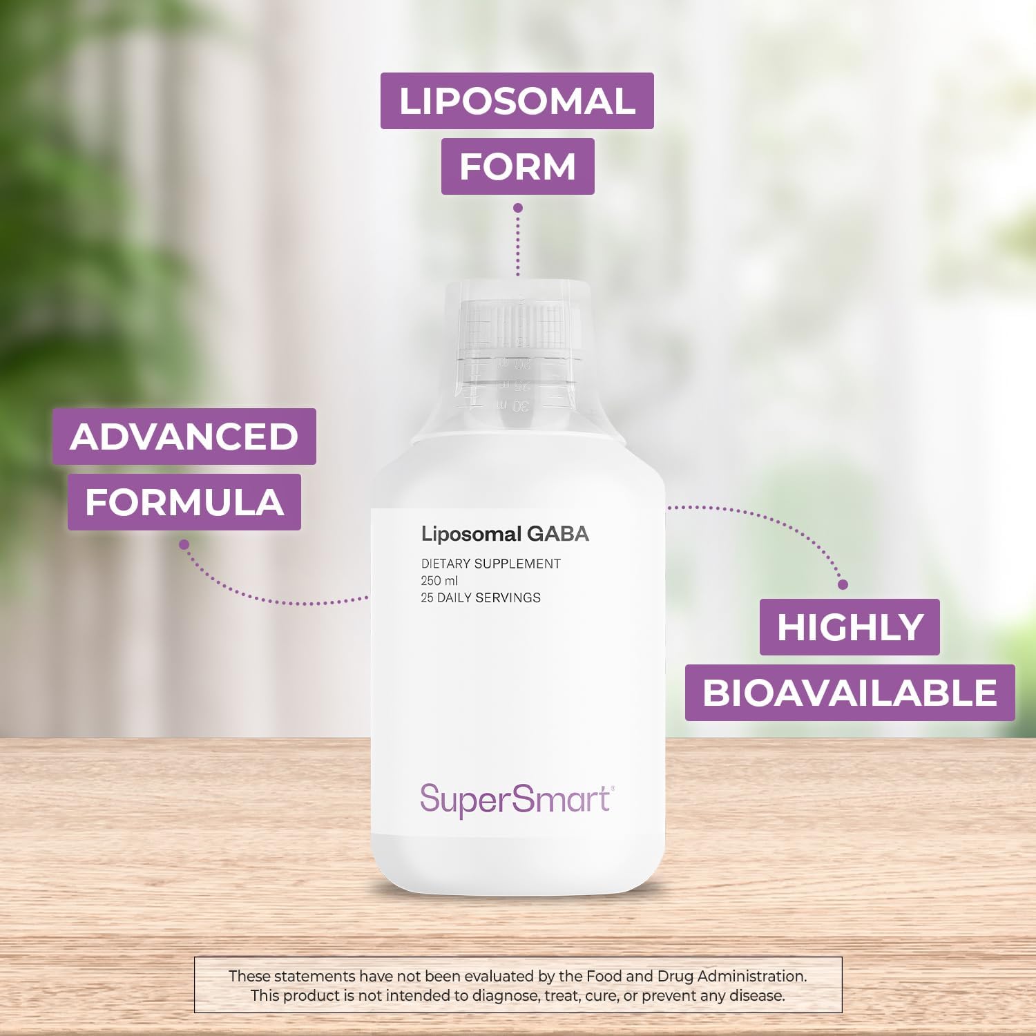 Supersmart - Liposomal GABA 500mg con L-Teanina - Sabor Limón Natural - 250 ml