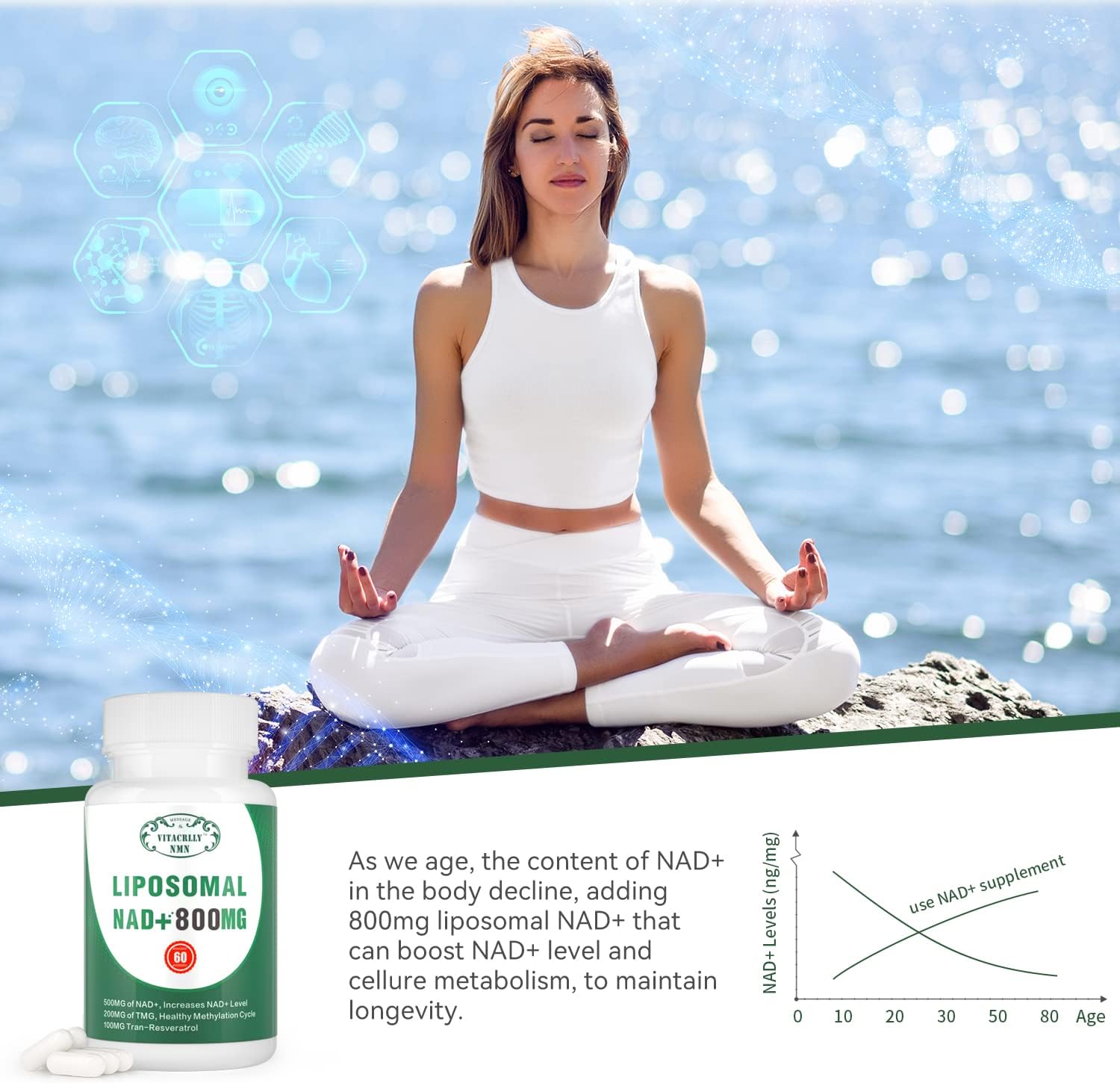 NAD+ Plus Liposomal 800mg - 60 Cápsulas