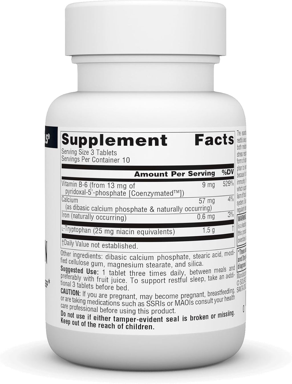 Source Naturals L-Triptófano con Vitamina B-6 500 mg - 30 Comprimidos
