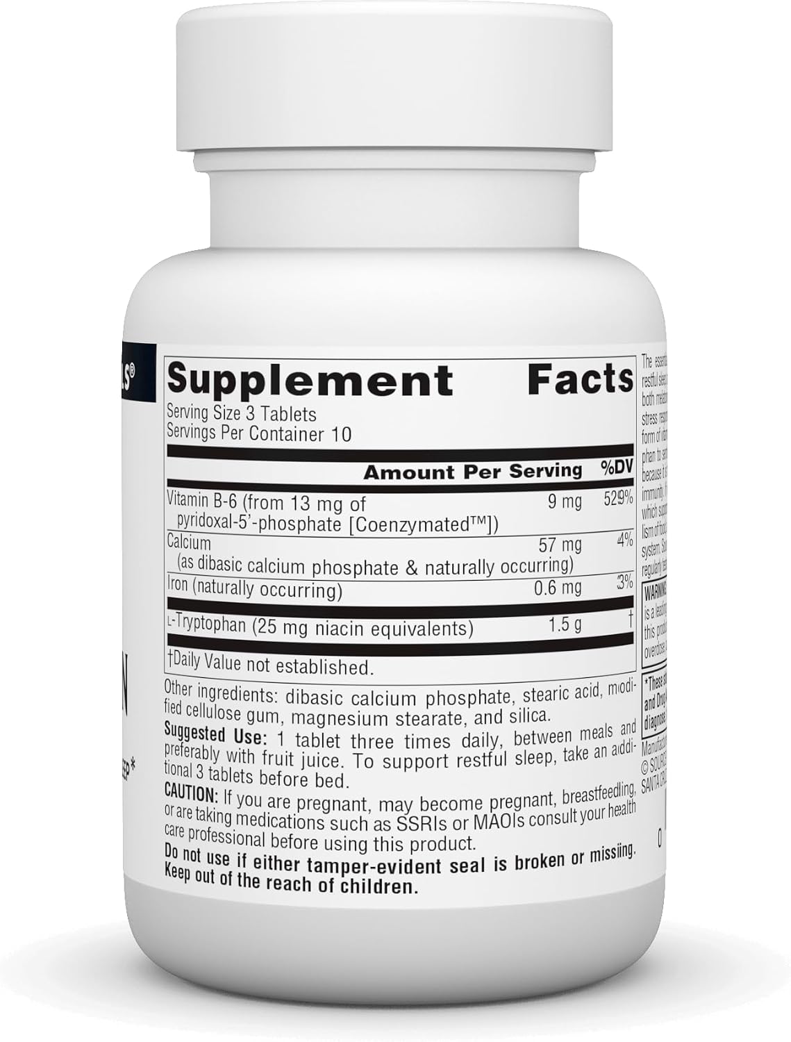 Source Naturals L-Triptófano con Vitamina B-6 500 mg - 30 Comprimidos