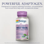 Solaray Albahaca Santa 1000 mg - Tulsi Adaptogeno con Ácido Ursólico - Suplemento Vegano