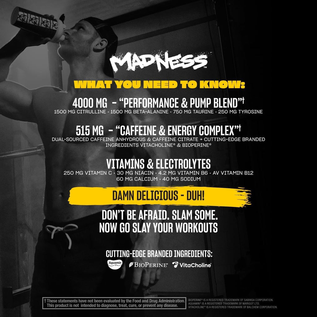 Mutant Madness Pre Workout en Polvo - 30 Servicios - Orange Rush