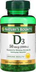 Nature's Bounty Vitamina D3 2000 UI, 240 cápsulas blandas (Paquete de 2)