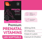 Zahler Prenatal +DHA 300 - Vitaminas prenatales con folato metilado y DHA - 120 cápsulas blandas