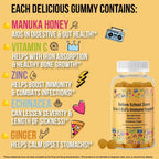 Gominolas de Defensas para Niños 5 en 1 con Miel de Manuka, Vitamina C, Zinc, Equinácea y Jengibre - Sabor Cítrico Natural - 60 Gominolas