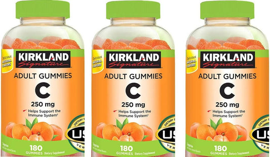 Kirkland Signature Vitamina C Gummies para Adultos 250 mg, 180 Gominolas (Pack de 3)