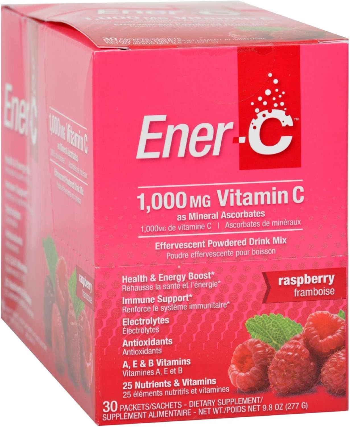 Ener-C Vitamina C 1000 mg Bebida en Polvo Sabor Frambuesa - 30 Sobres