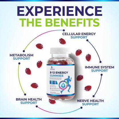 Nature's Nutrition B12 Energy Gummies - 4500 – El funcionamiento normal del sistema inmunitario – Image 5
