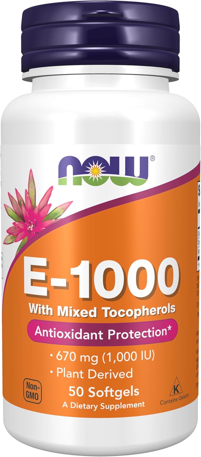 NOW Foods Vitamina E 1.000 UI con Tocoferoles Mixtos - 100 Cápsulas Blandas
