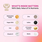 Pink Stork Total Prenatal - Vitaminas Prenatales con DHA Vegano, Folato Metilado y Hierro, 60 Cápsulas