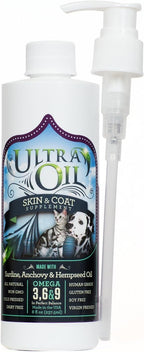 Ultra Oil Suplemento para Piel y Pelaje de Perros y Gatos con Aceite de Pescado, Cáñamo, Linaza y Uva - 3.785 Litros