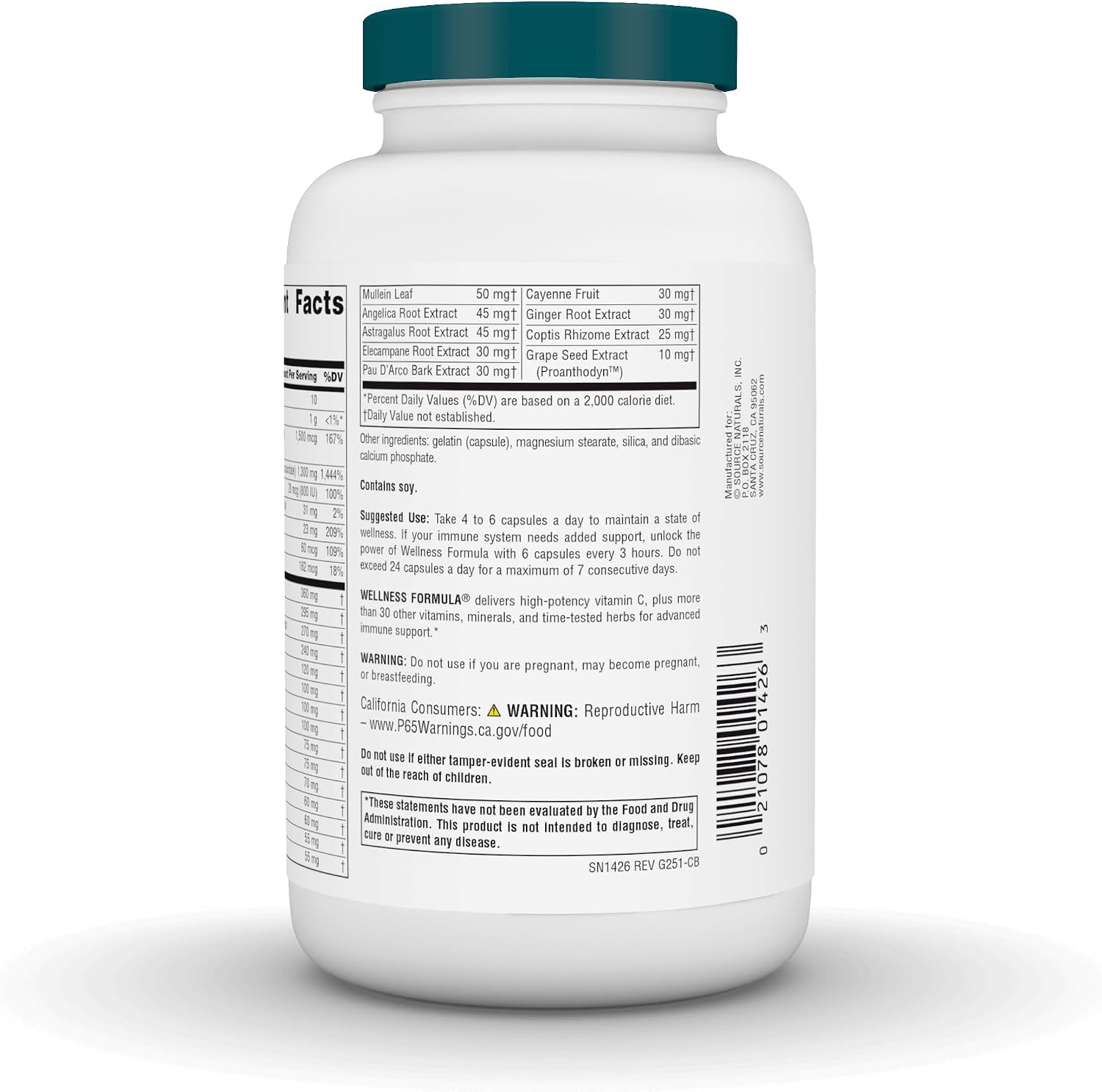 Source Naturals Wellness Formula – Fórmula de Defensa Inmunitaria Avanzada – 240 Cápsulas